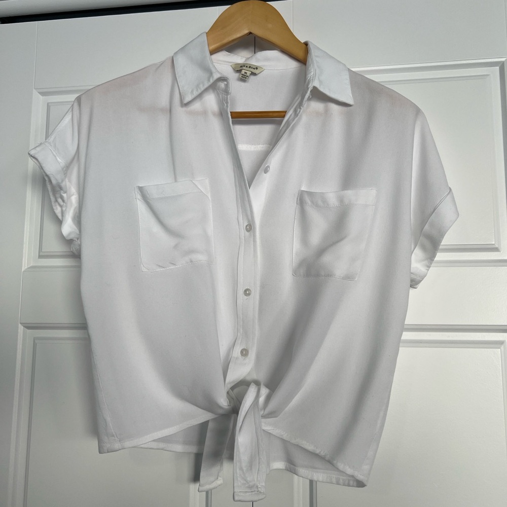100% rayon button down tie top